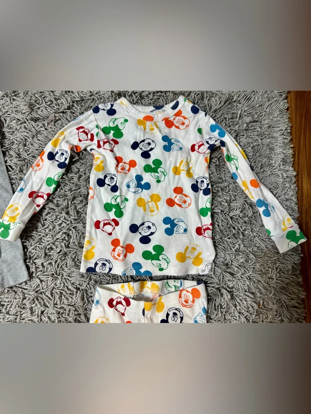 GAP Kids White Pajama Set with Multicolor Mickey Mouse Heads
